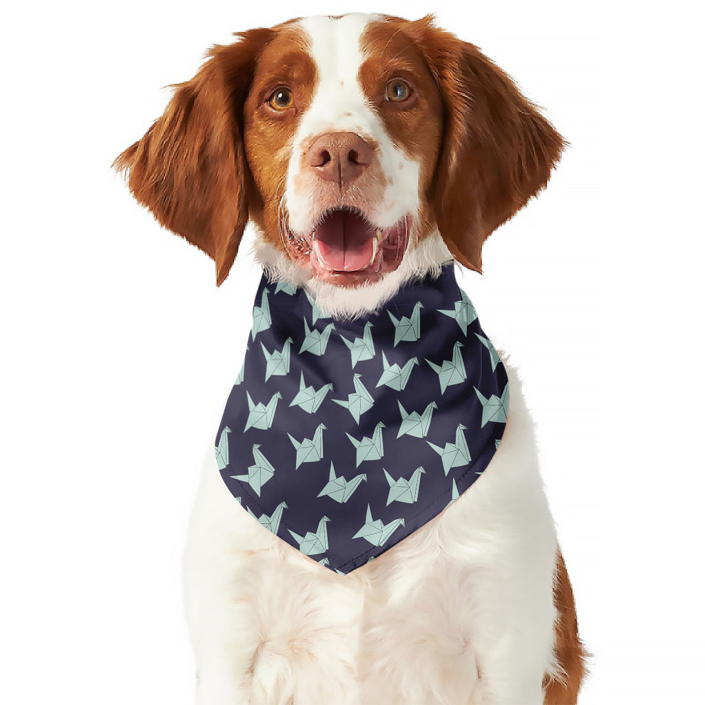 Blue Origami Crane Pattern Print Dog Bandana