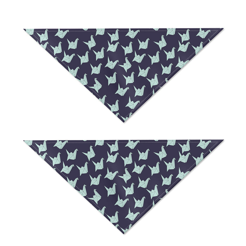 Blue Origami Crane Pattern Print Dog Bandana