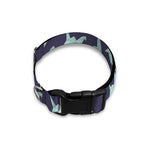 Blue Origami Crane Pattern Print Dog Collar