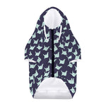 Blue Origami Crane Pattern Print Dog Zip Up Hoodie