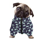 Blue Origami Crane Pattern Print Dog Zip Up Jacket