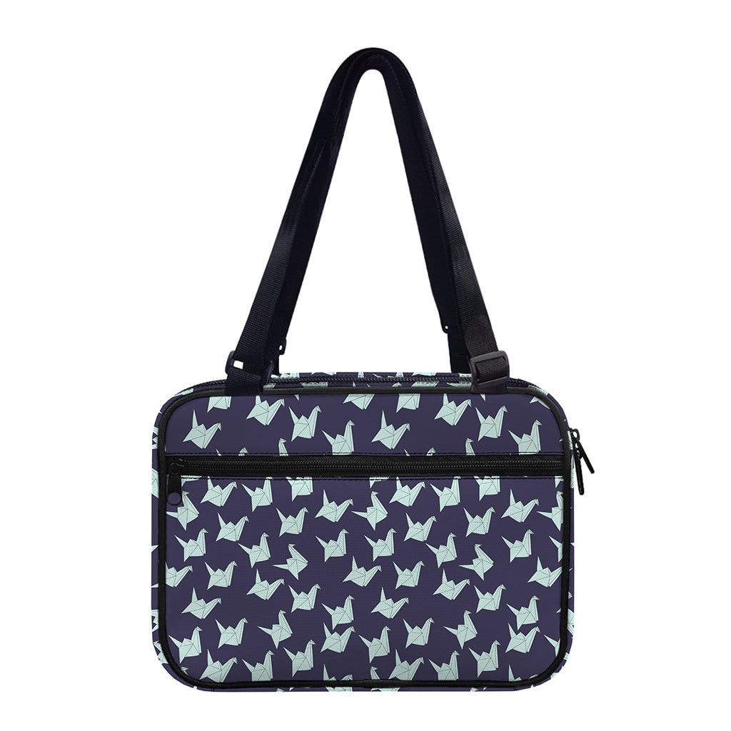 Blue Origami Crane Pattern Print Double Strap Bible Bag