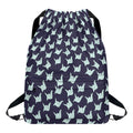 Blue Origami Crane Pattern Print Drawstring Backpack