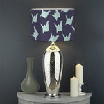Blue Origami Crane Pattern Print Drum Lamp Shade