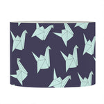 Blue Origami Crane Pattern Print Drum Lamp Shade
