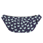 Blue Origami Crane Pattern Print Fanny Pack