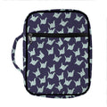 Blue Origami Crane Pattern Print Front Pocket Bible Bag