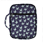 Blue Origami Crane Pattern Print Front Pocket Bible Bag