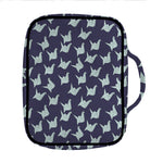 Blue Origami Crane Pattern Print Front Pocket Bible Bag