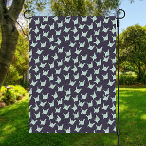 Blue Origami Crane Pattern Print Garden Flag