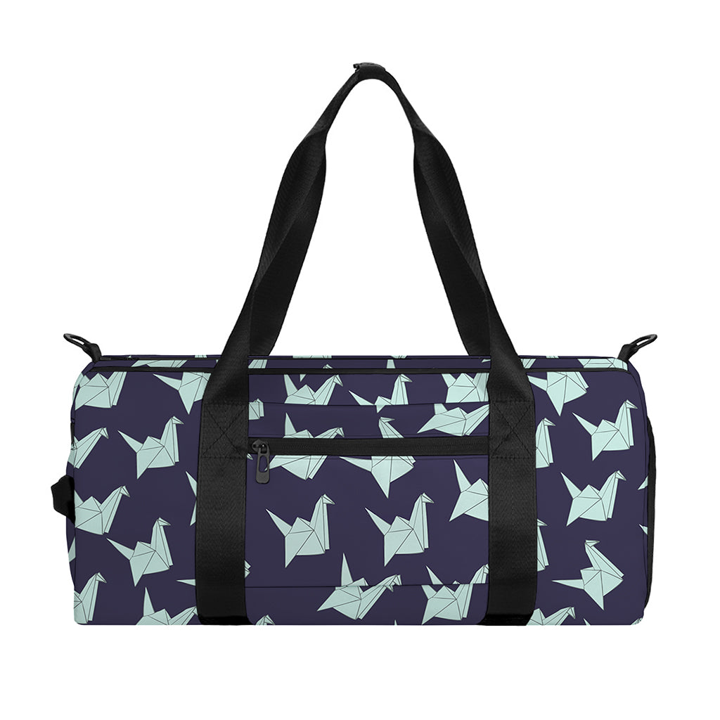 Blue Origami Crane Pattern Print Gym Bag