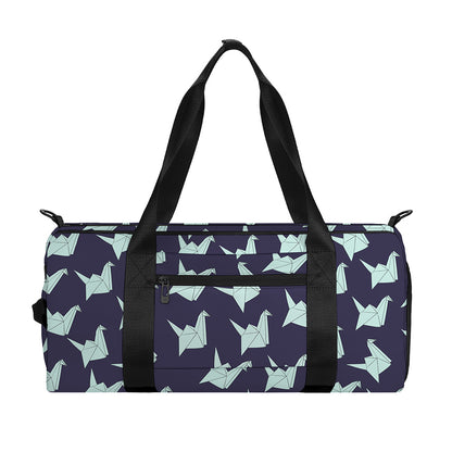 Blue Origami Crane Pattern Print Gym Bag