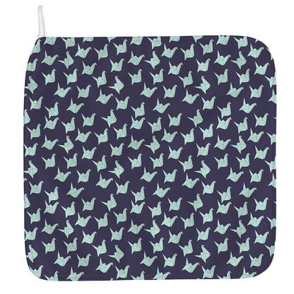 Blue Origami Crane Pattern Print Hand Towel