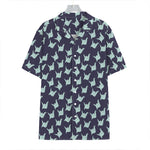 Blue Origami Crane Pattern Print Hawaiian Shirt