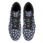 Blue Origami Crane Pattern Print High Top Leather Sneakers