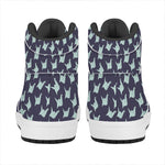 Blue Origami Crane Pattern Print High Top Leather Sneakers