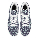 Blue Origami Crane Pattern Print High Top Leather Sneakers