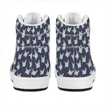 Blue Origami Crane Pattern Print High Top Leather Sneakers