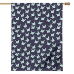 Blue Origami Crane Pattern Print House Flag