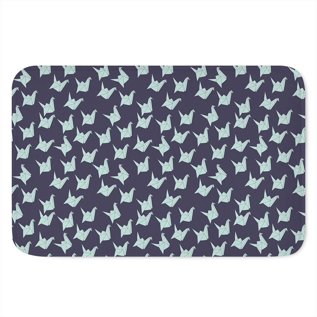 Blue Origami Crane Pattern Print Indoor Door Mat