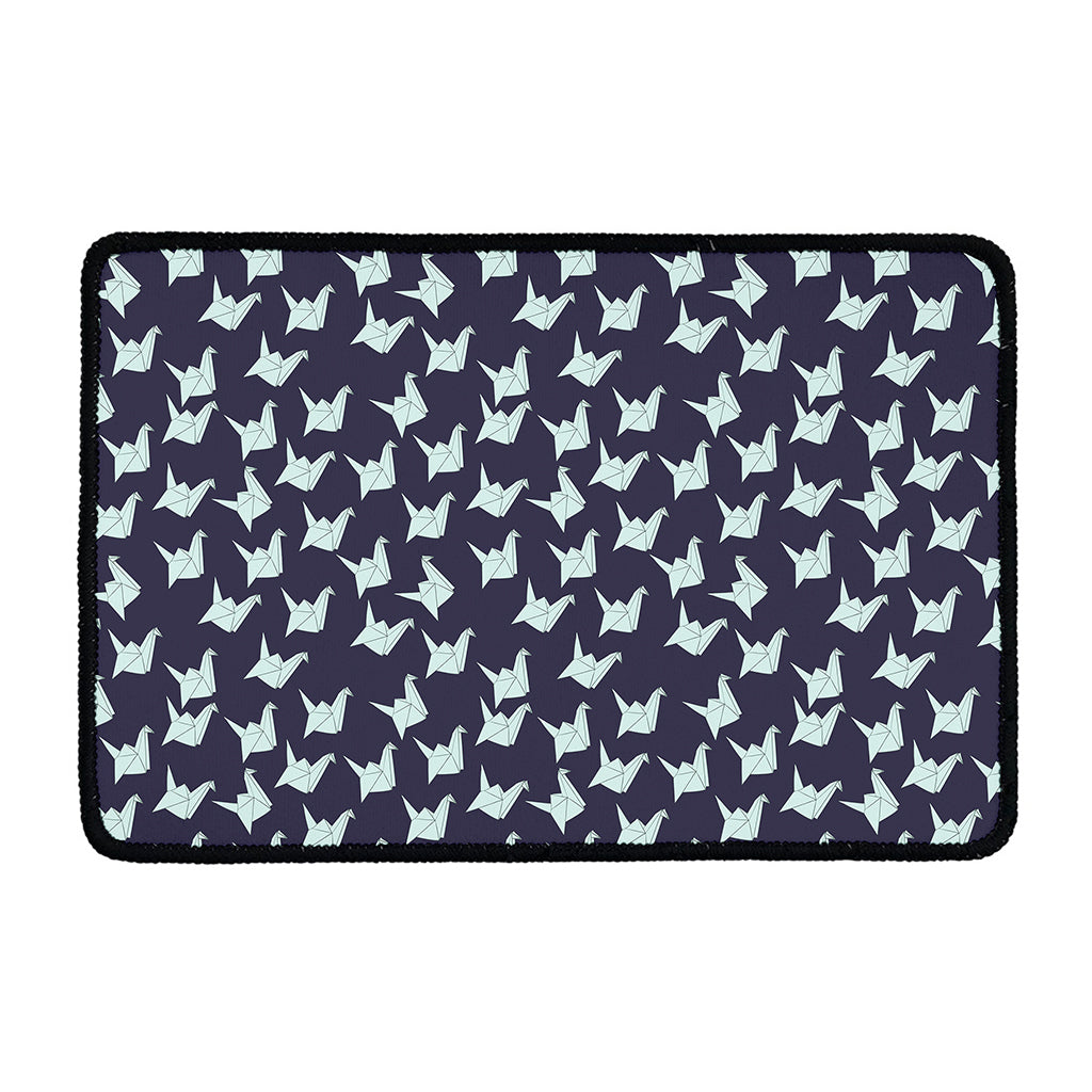 Blue Origami Crane Pattern Print Kitchen Mat