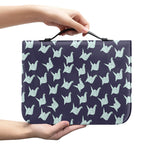 Blue Origami Crane Pattern Print Leather Bible Cover