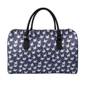 Blue Origami Crane Pattern Print Leather Duffel Bag
