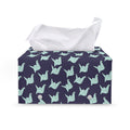 Blue Origami Crane Pattern Print Leather Tissue Box Cover