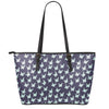 Blue Origami Crane Pattern Print Leather Tote Bag