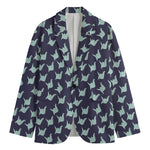 Blue Origami Crane Pattern Print Men's Blazer