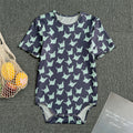 Blue Origami Crane Pattern Print Men's Bodysuit