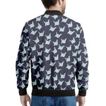 Blue Origami Crane Pattern Print Men's Bomber Jacket