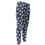 Blue Origami Crane Pattern Print Men's Compression Pants