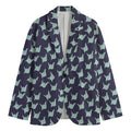 Blue Origami Crane Pattern Print Men's Cotton Blazer