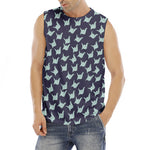 Blue Origami Crane Pattern Print Men's Fitness Tank Top