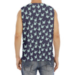 Blue Origami Crane Pattern Print Men's Fitness Tank Top