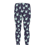 Blue Origami Crane Pattern Print Men's leggings