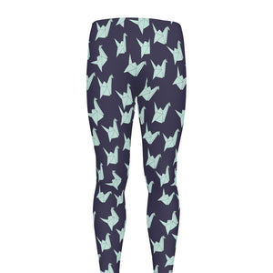 Blue Origami Crane Pattern Print Men's leggings