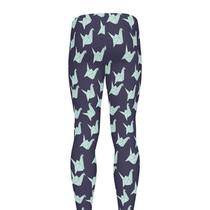 Blue Origami Crane Pattern Print Men's leggings