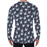 Blue Origami Crane Pattern Print Men's Long Sleeve T-Shirt