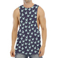 Blue Origami Crane Pattern Print Men's Muscle Tank Top
