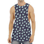 Blue Origami Crane Pattern Print Men's Muscle Tank Top