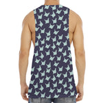Blue Origami Crane Pattern Print Men's Muscle Tank Top