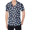 Blue Origami Crane Pattern Print Men's Shirt