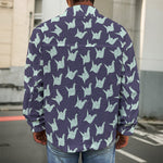 Blue Origami Crane Pattern Print Men's Shirt Jacket