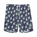 Blue Origami Crane Pattern Print Men's Athletic Shorts