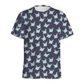 Blue Origami Crane Pattern Print Men's Athletic T-Shirt