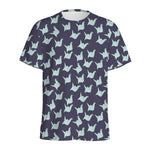 Blue Origami Crane Pattern Print Men's Sports T-Shirt