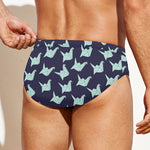 Blue Origami Crane Pattern Print Men's Swim Briefs