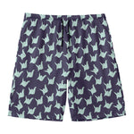 Blue Origami Crane Pattern Print Men's Swim Trunks